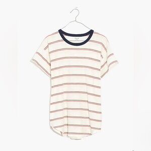 Madewell | Whisper Cotton Rib-Crewneck Ringer Tee in Altair Stripe